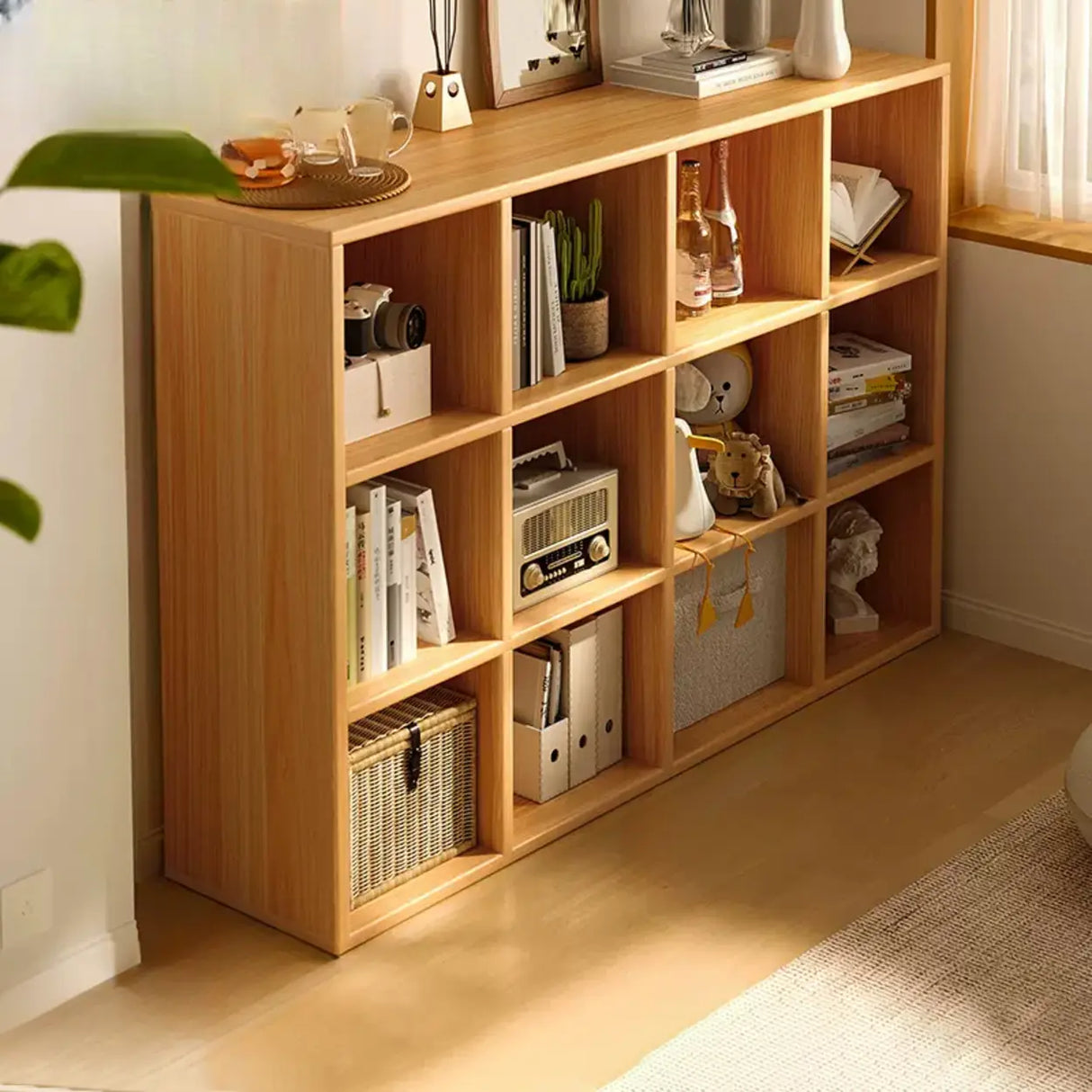 Simple Closed Reclaimed Wood Modular Cube Wide Bookcase Image - 11