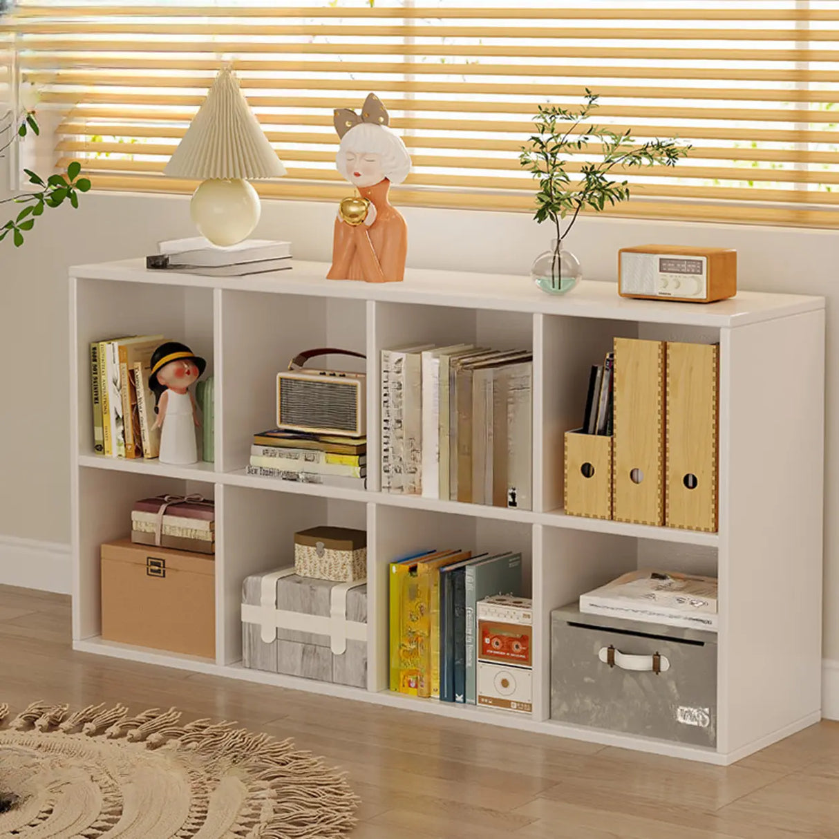 Simple Closed Reclaimed Wood Modular Cube Wide Bookcase Image - 18