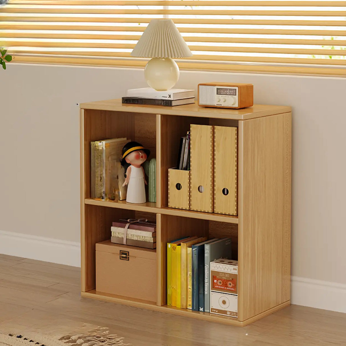 Simple Closed Reclaimed Wood Modular Cube Wide Bookcase Image - 19
