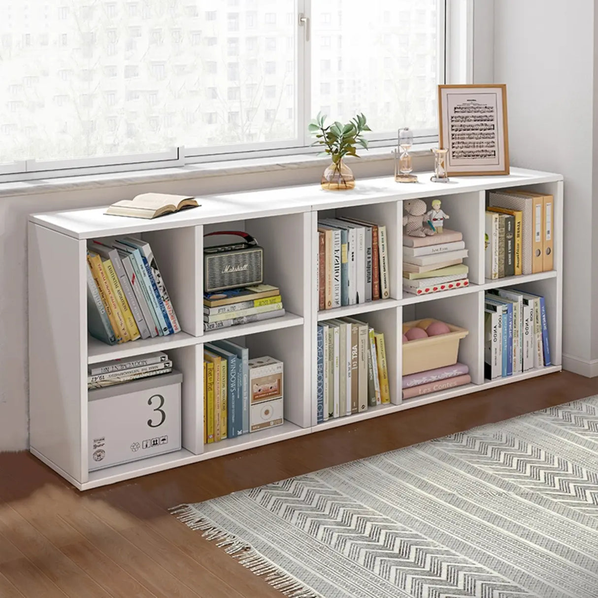 Simple Closed Reclaimed Wood Modular Cube Wide Bookcase Image - 21