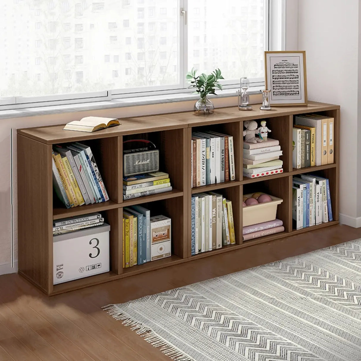 Simple Closed Reclaimed Wood Modular Cube Wide Bookcase Image - 22