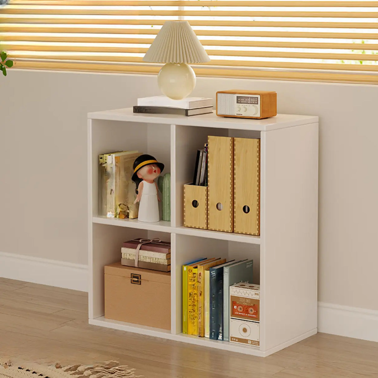 Simple Closed Reclaimed Wood Modular Cube Wide Bookcase Image - 25