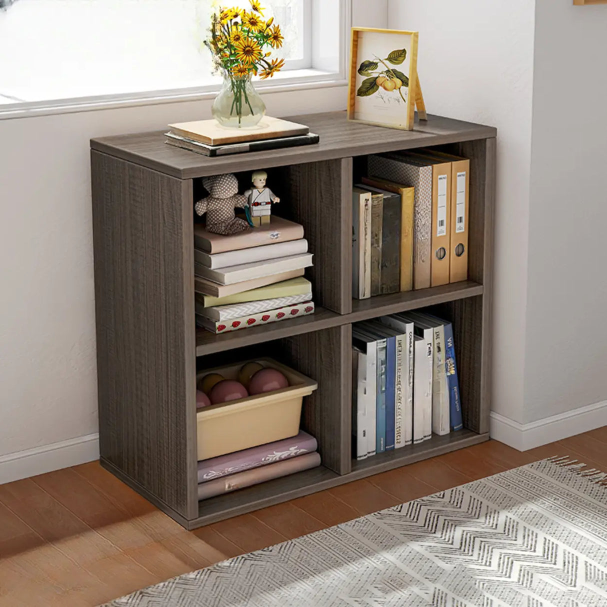 Simple Closed Reclaimed Wood Modular Cube Wide Bookcase Image - 26