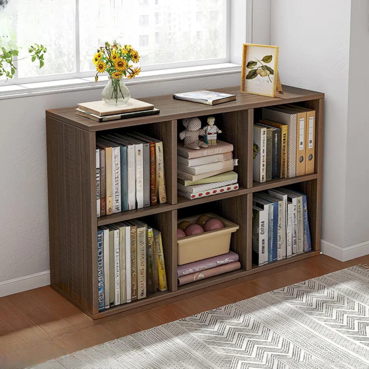 Simple Closed Reclaimed Wood Modular Cube Wide Bookcase Image - 29