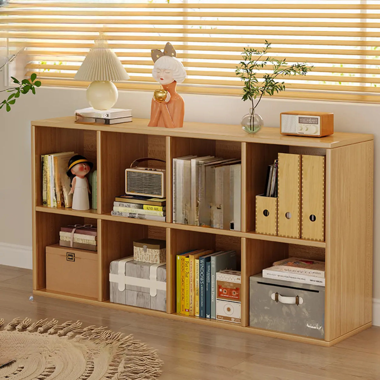 Simple Closed Reclaimed Wood Modular Cube Wide Bookcase Image - 30