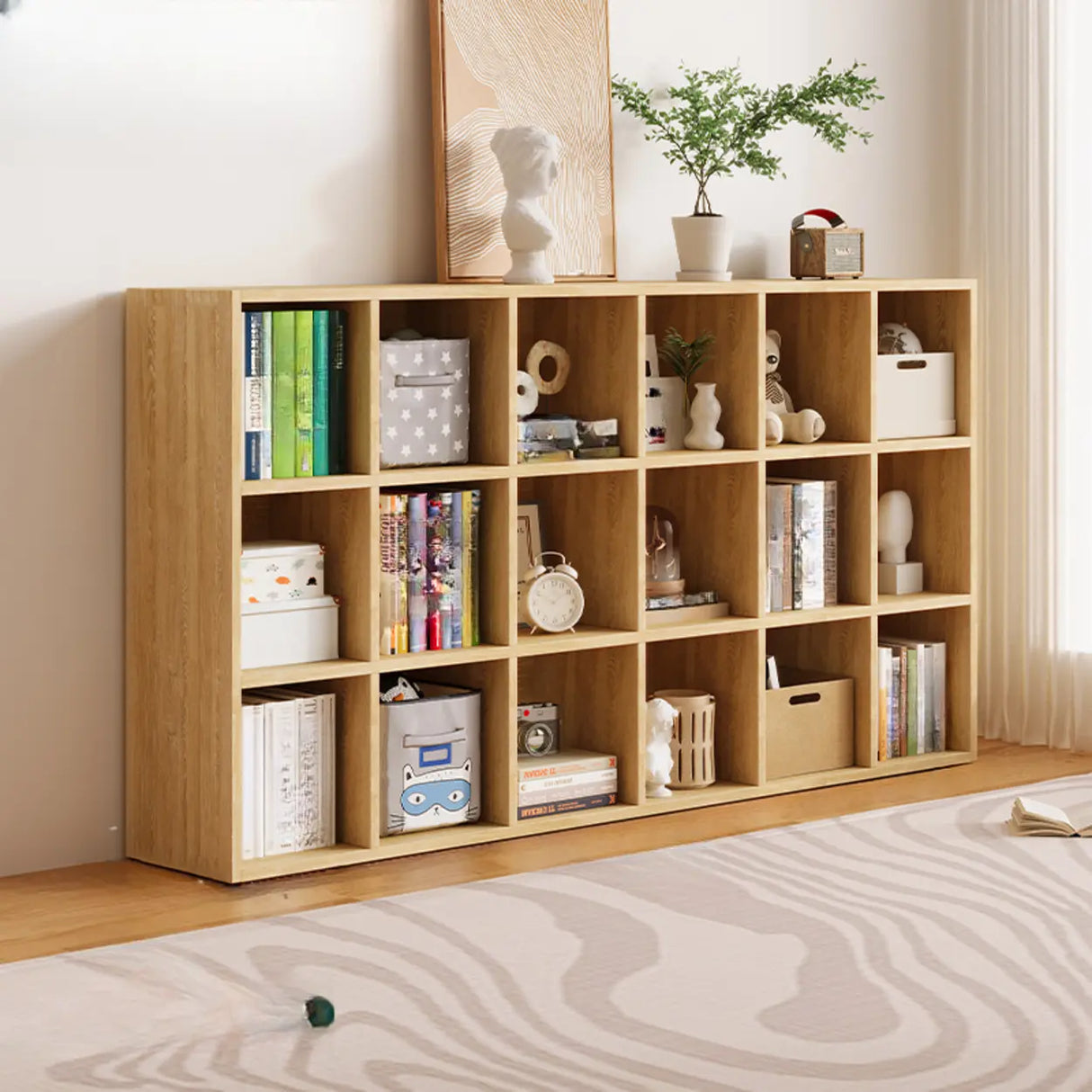 Simple Closed Reclaimed Wood Modular Cube Wide Bookcase Image - 3