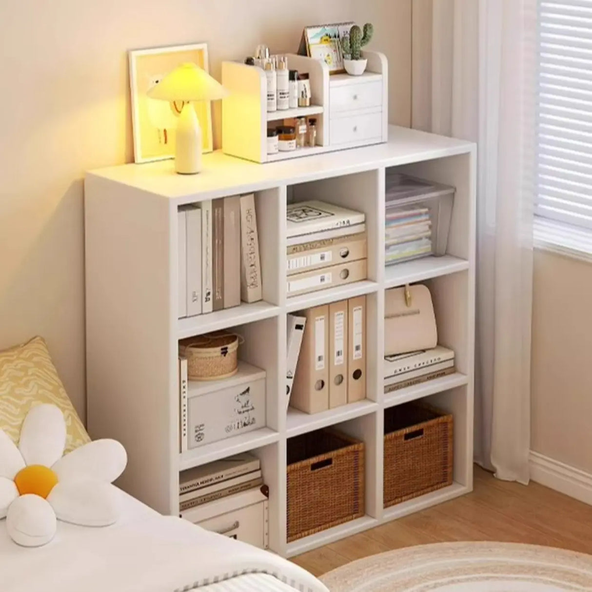 Simple Closed Reclaimed Wood Modular Cube Wide Bookcase Image - 4