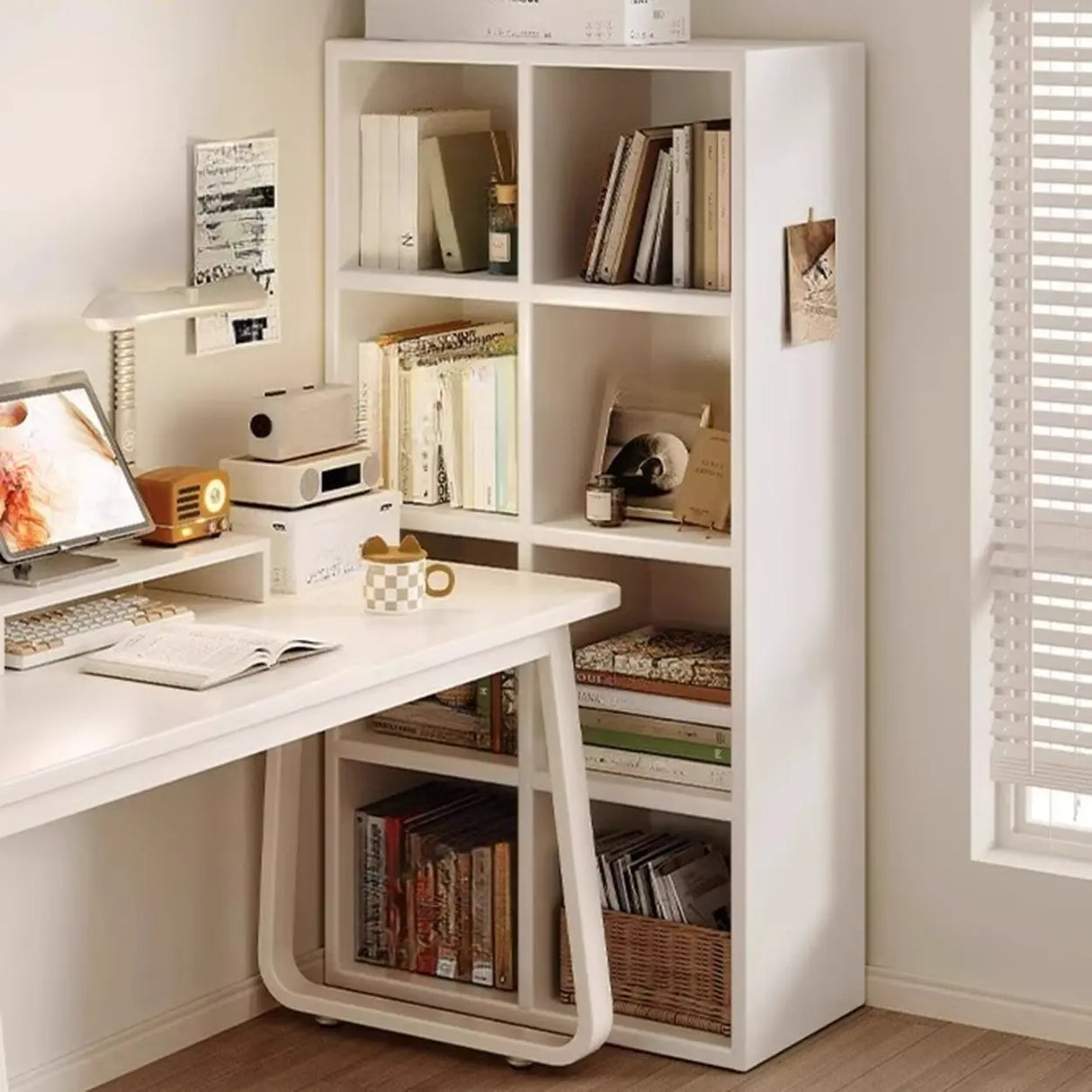 Simple Closed Reclaimed Wood Modular Cube Wide Bookcase Image - 5