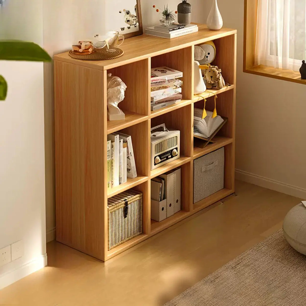 Simple Closed Reclaimed Wood Modular Cube Wide Bookcase Image - 7