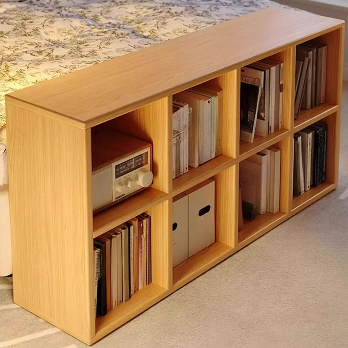 Simple Closed Reclaimed Wood Modular Cube Wide Bookcase Image - 8