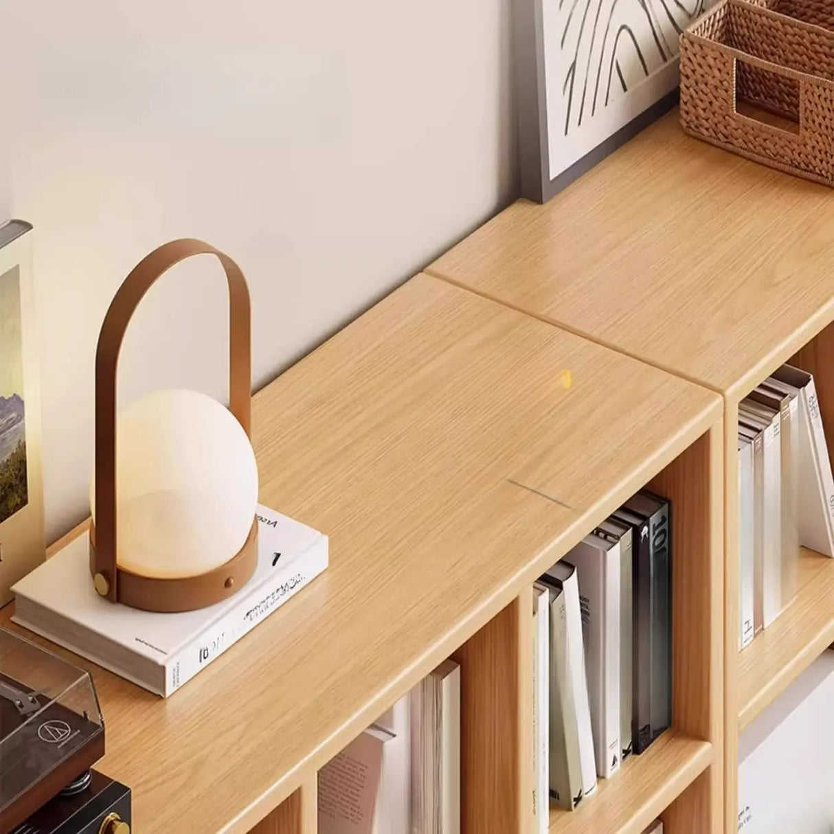 Simple Closed Reclaimed Wood Modular Cube Wide Bookcase Image - 9