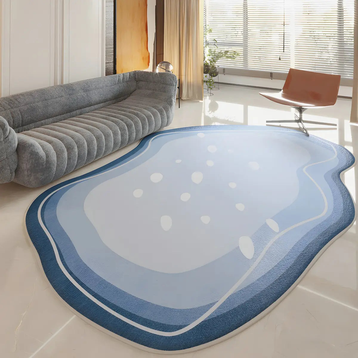 Simple Cloud-Shaped Abstract Cotton Cream Area Rug Image - 10
