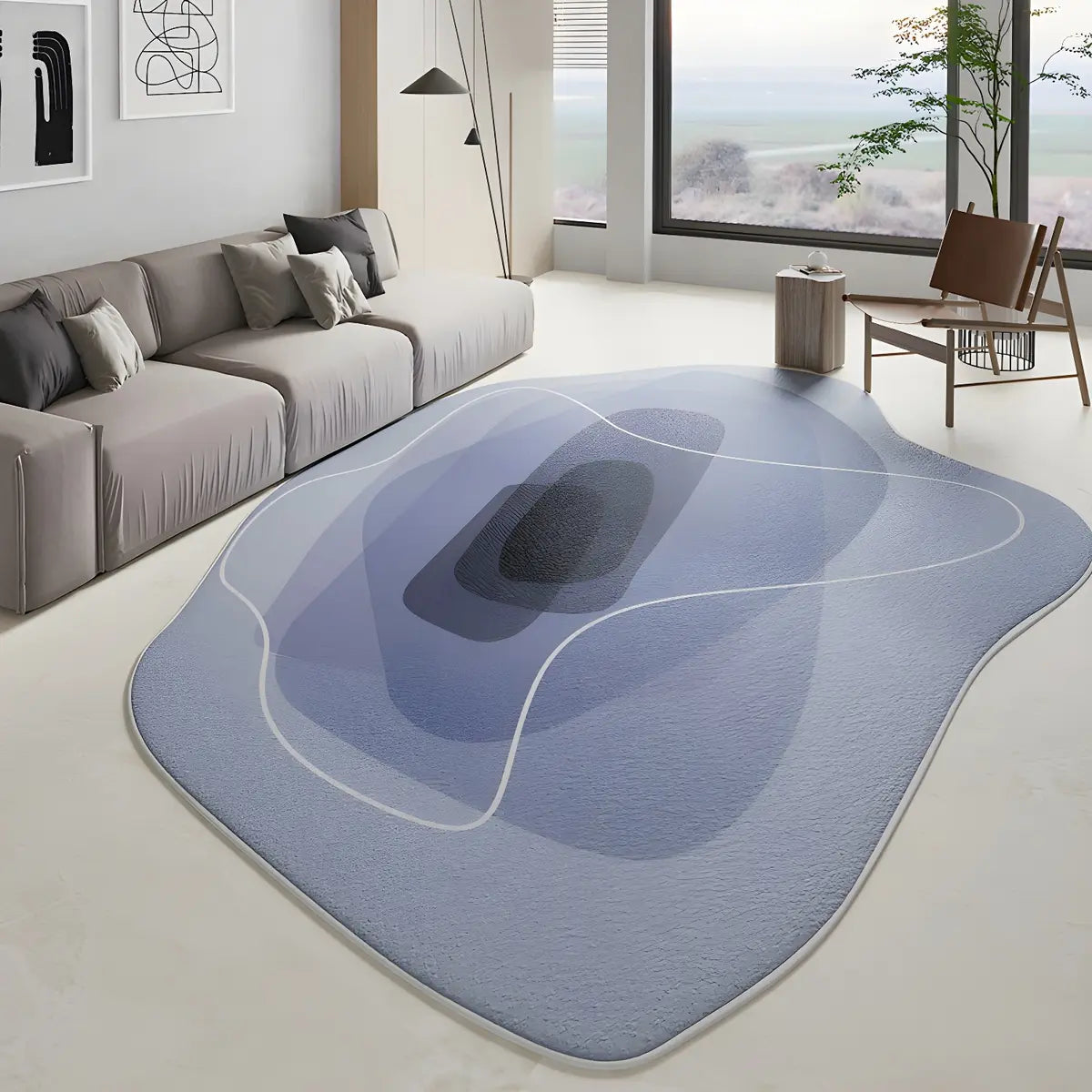 Simple Cloud-Shaped Abstract Cotton Cream Area Rug Image - 12