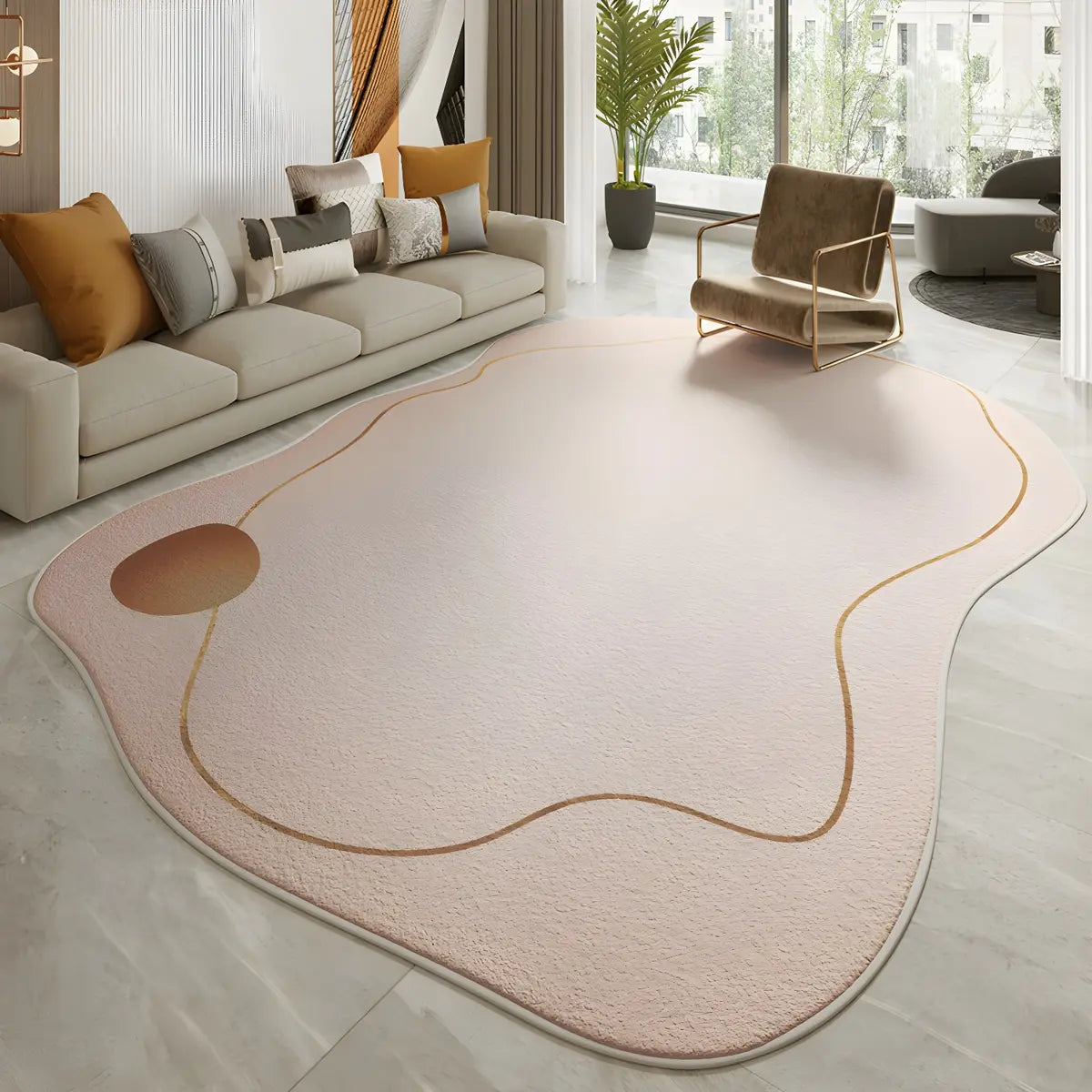 Simple Cloud-Shaped Abstract Cotton Cream Area Rug Image - 2