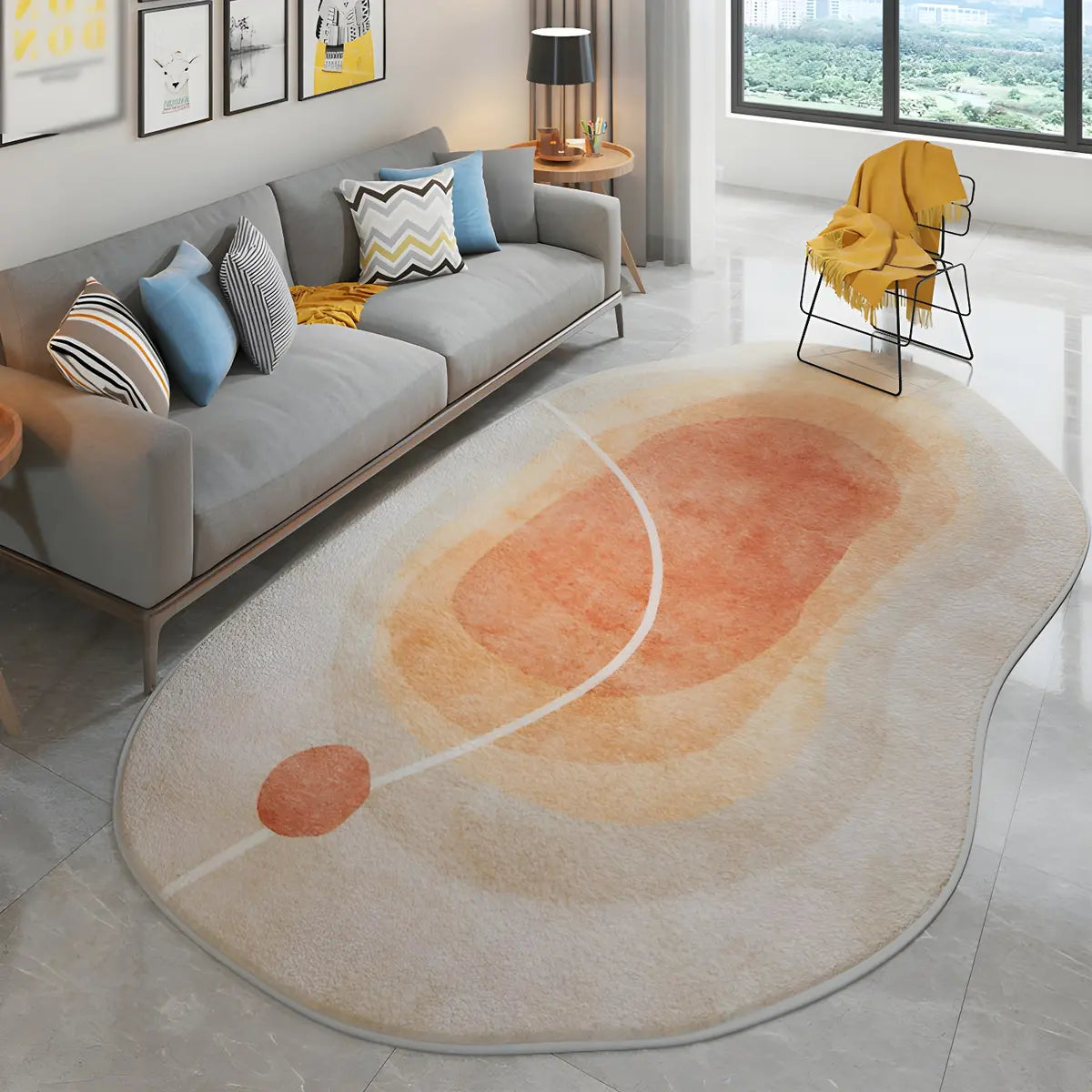 Simple Cloud-Shaped Abstract Cotton Cream Area Rug Image - 4