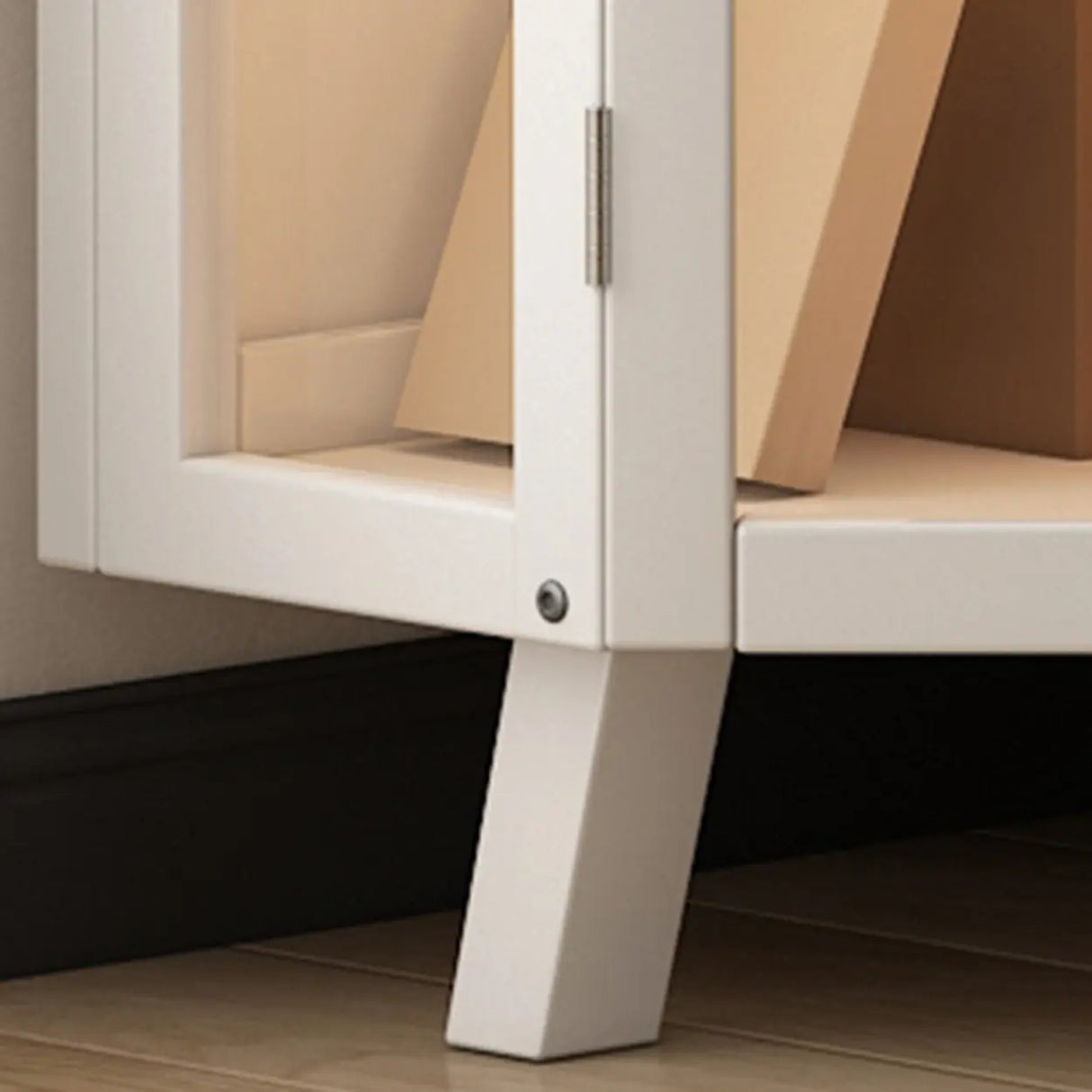 Simple Corner Glass Door White Narrow Display Bookcase Image - 10