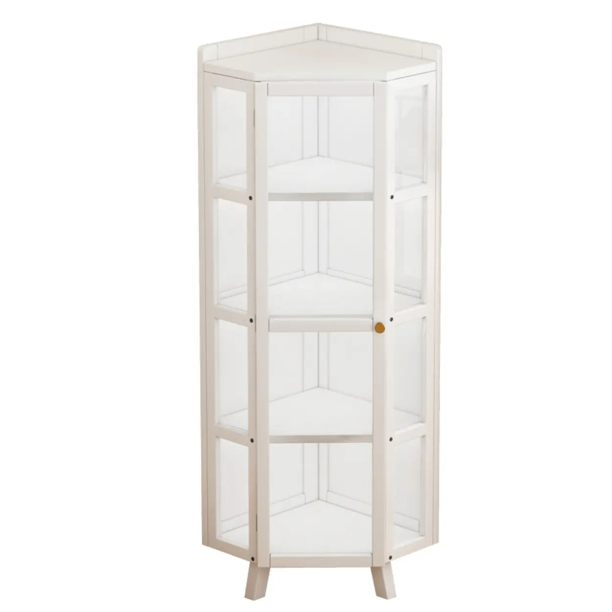 Simple Corner Glass Door White Narrow Display Bookcase Image - 5