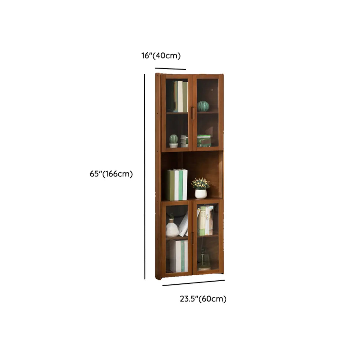 Simple Corner Wooden Green Storage Narrow Bookcase Image - 18