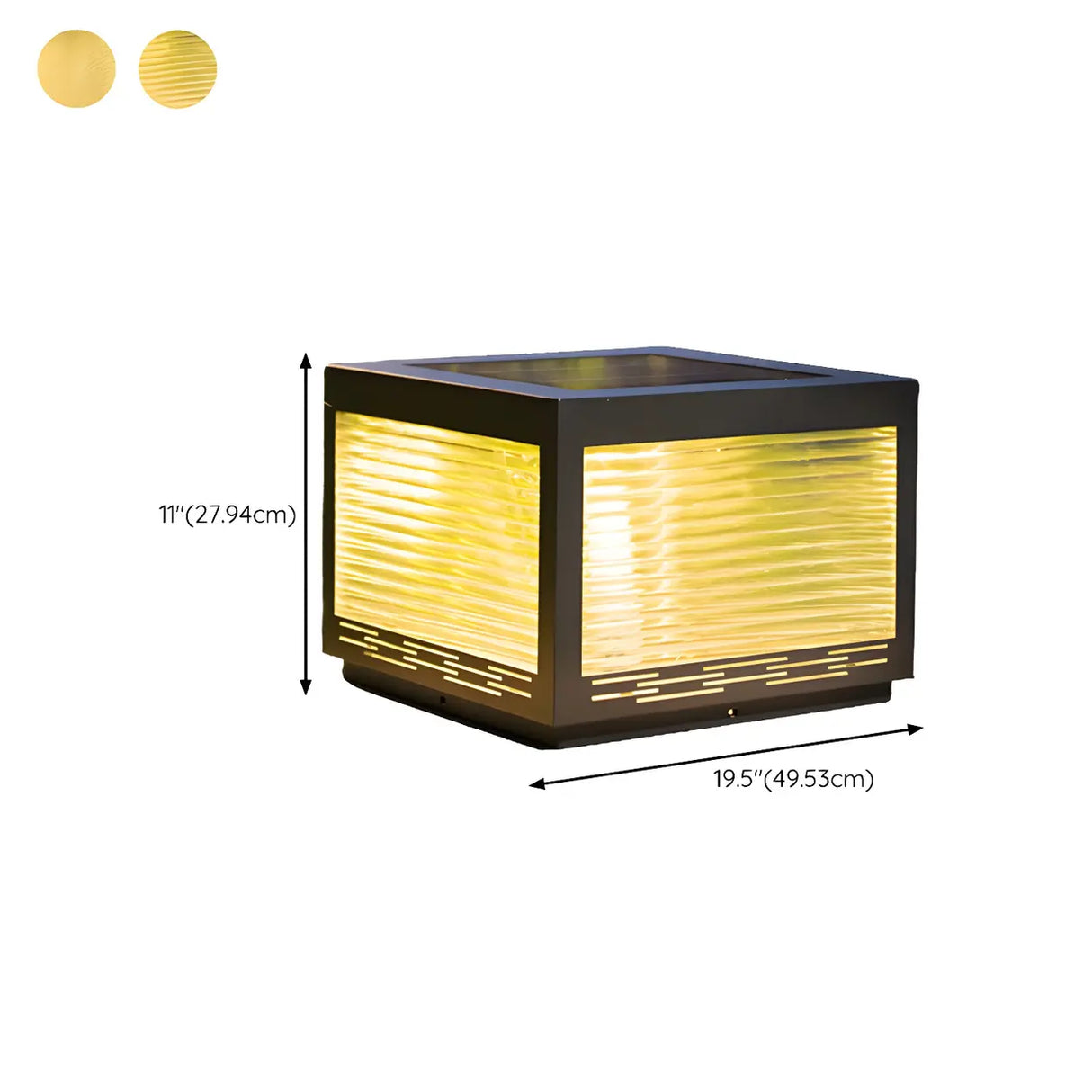 Simple Cube Metal Solar Lantern Outdoor Table Lamp