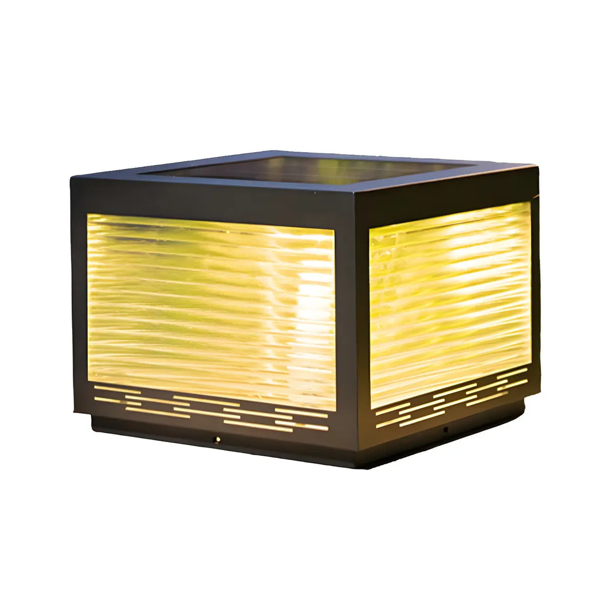 Simple Cube Metal Solar Lantern Outdoor Table Lamp Image - 7