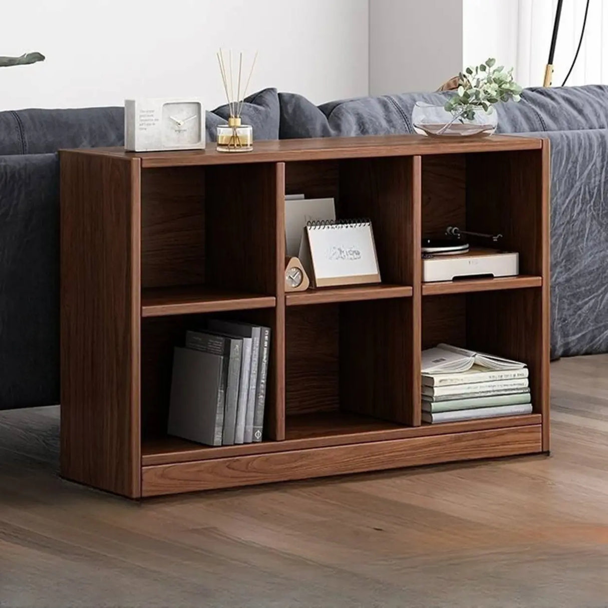 Simple Cube Solid Wood Brown Closed Short Bookcase Image - 15