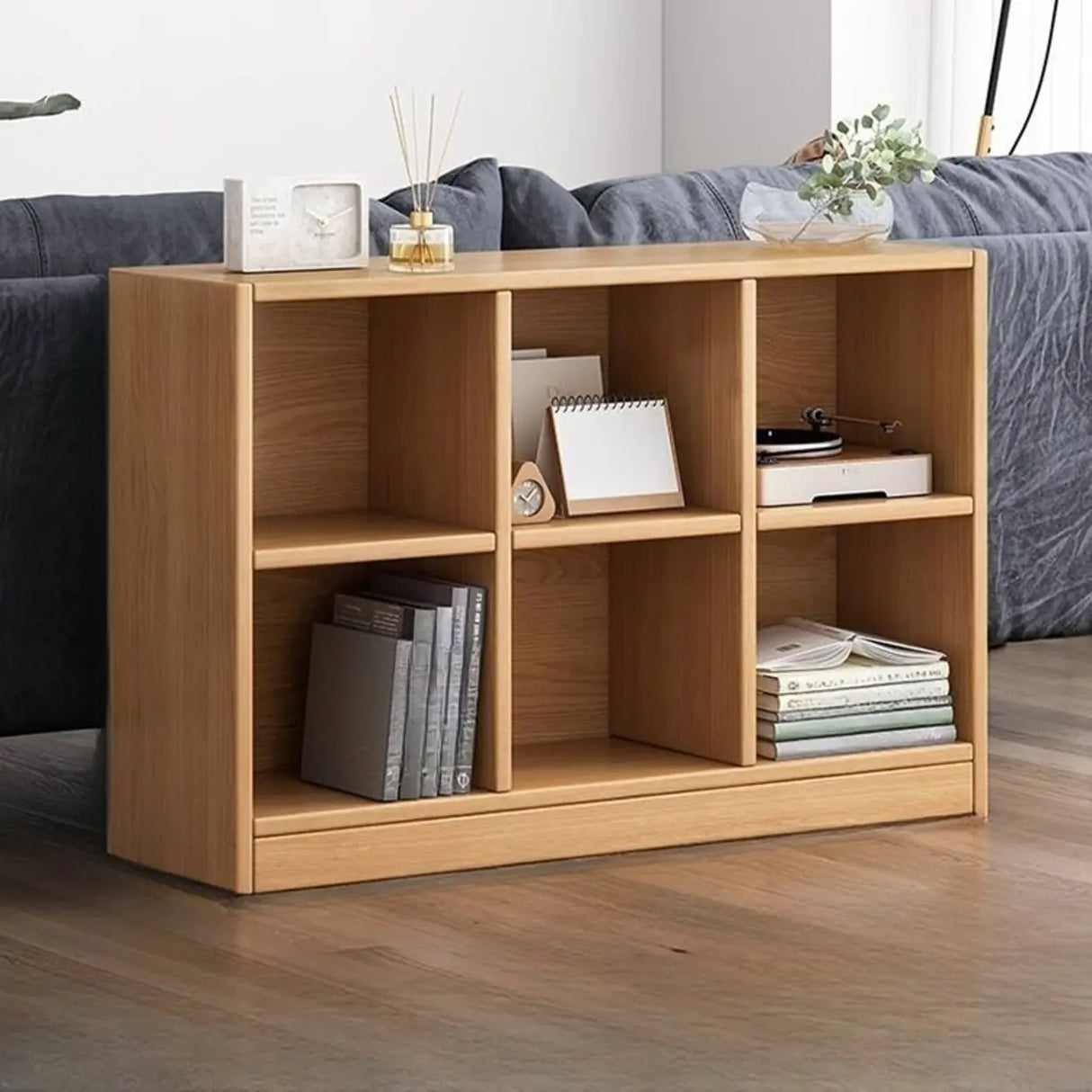 Simple Cube Solid Wood Brown Closed Short Bookcase Image - 16