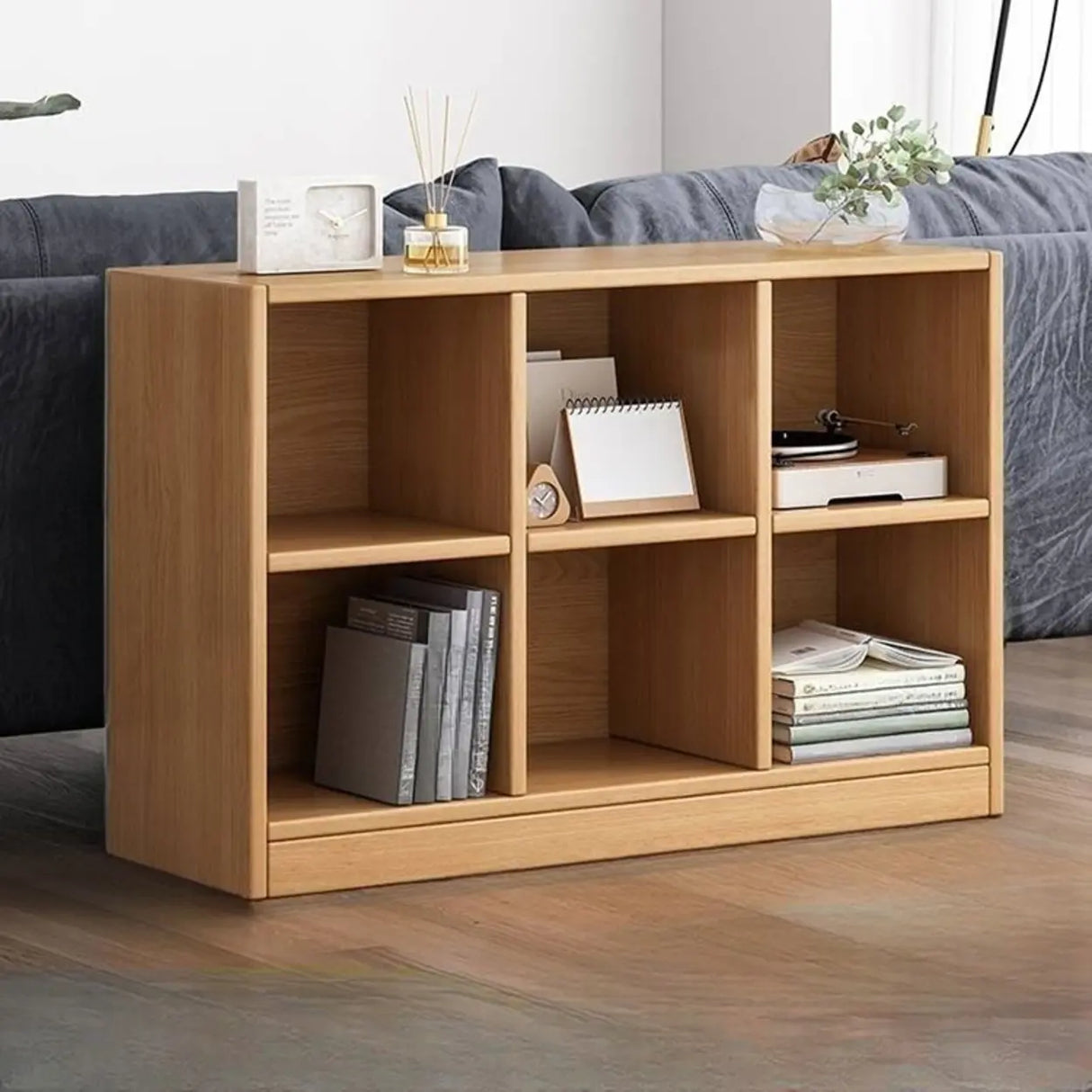 Simple Cube Solid Wood Brown Closed Short Bookcase Image - 18