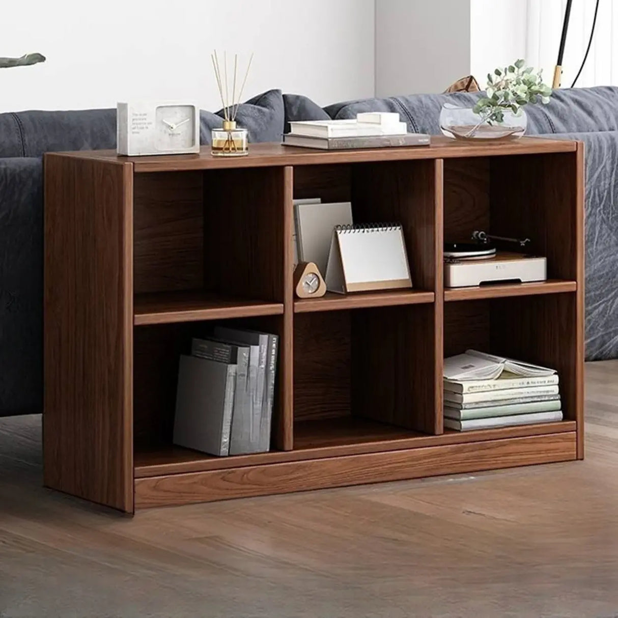 Simple Cube Solid Wood Brown Closed Short Bookcase Image - 19
