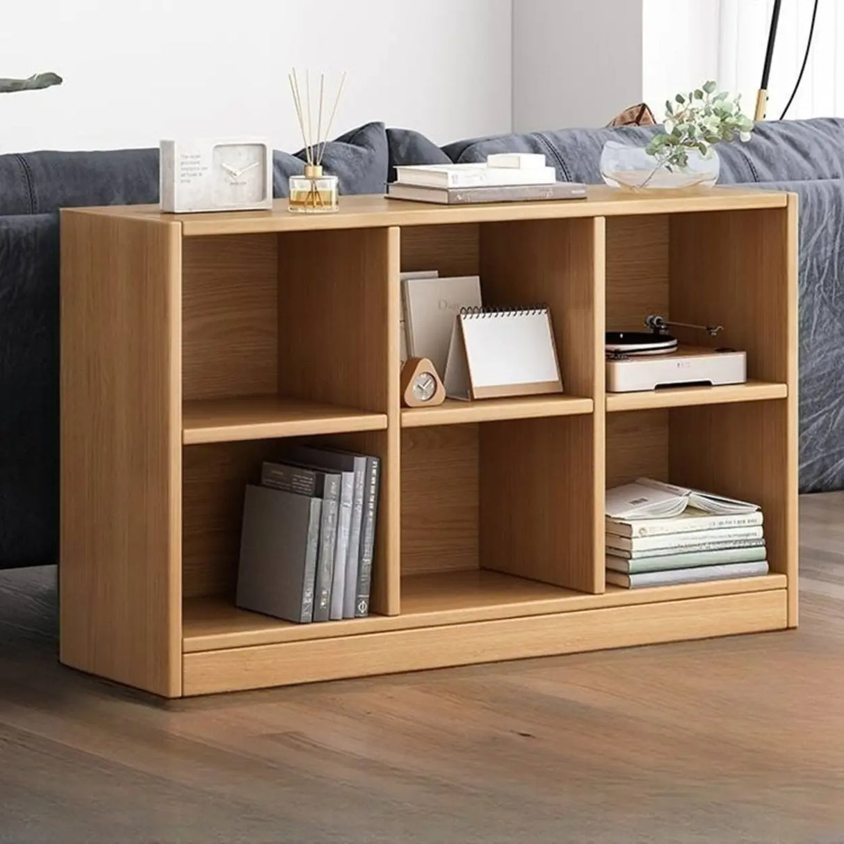 Simple Cube Solid Wood Brown Closed Short Bookcase Image - 20
