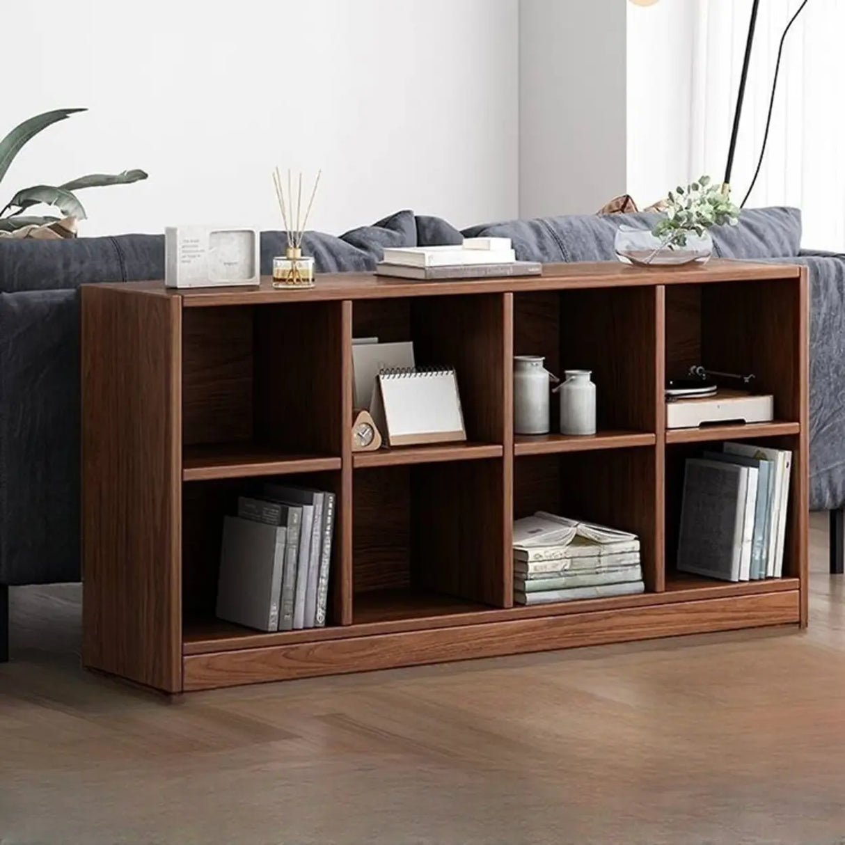 Simple Cube Solid Wood Brown Closed Short Bookcase Image - 21