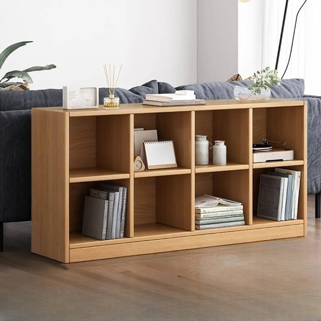 Simple Cube Solid Wood Brown Closed Short Bookcase Image - 22