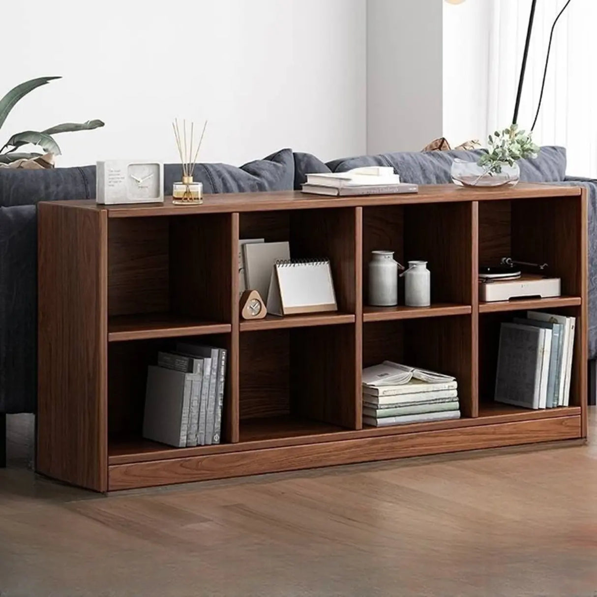 Simple Cube Solid Wood Brown Closed Short Bookcase Image - 23