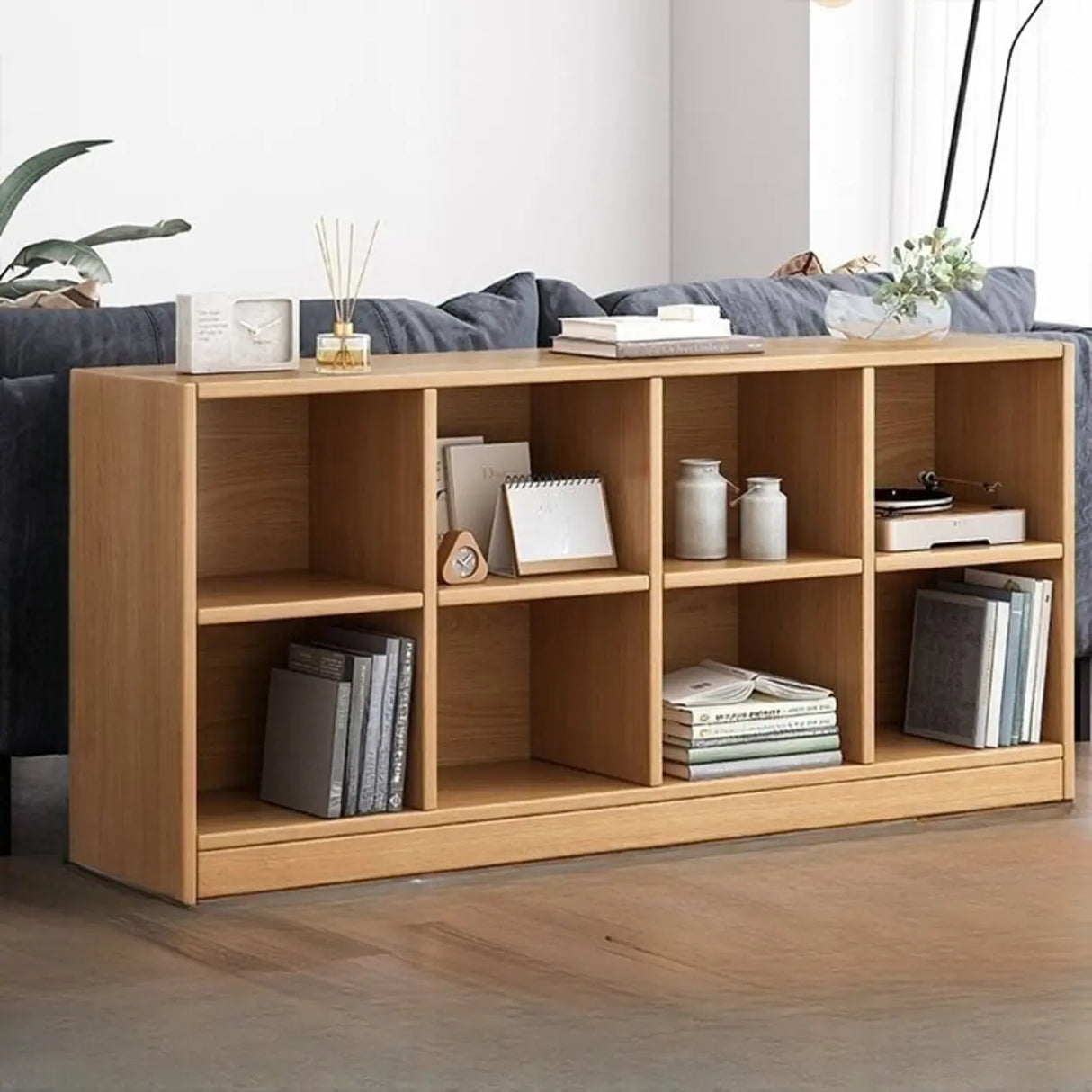 Simple Cube Solid Wood Brown Closed Short Bookcase Image - 24