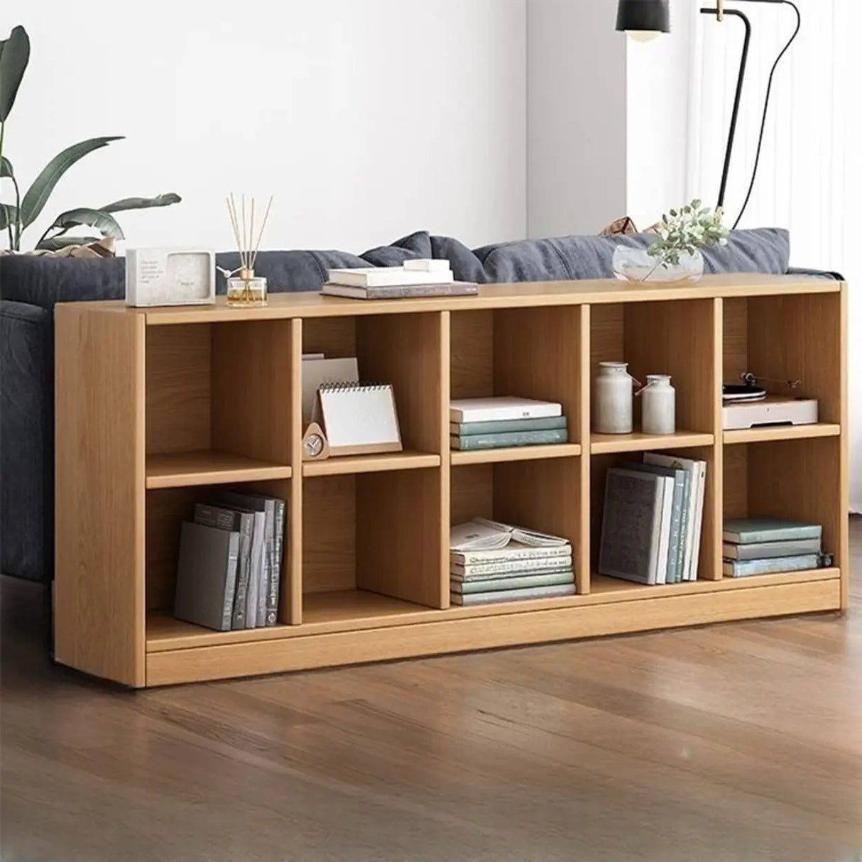 Simple Cube Solid Wood Brown Closed Short Bookcase Image - 25