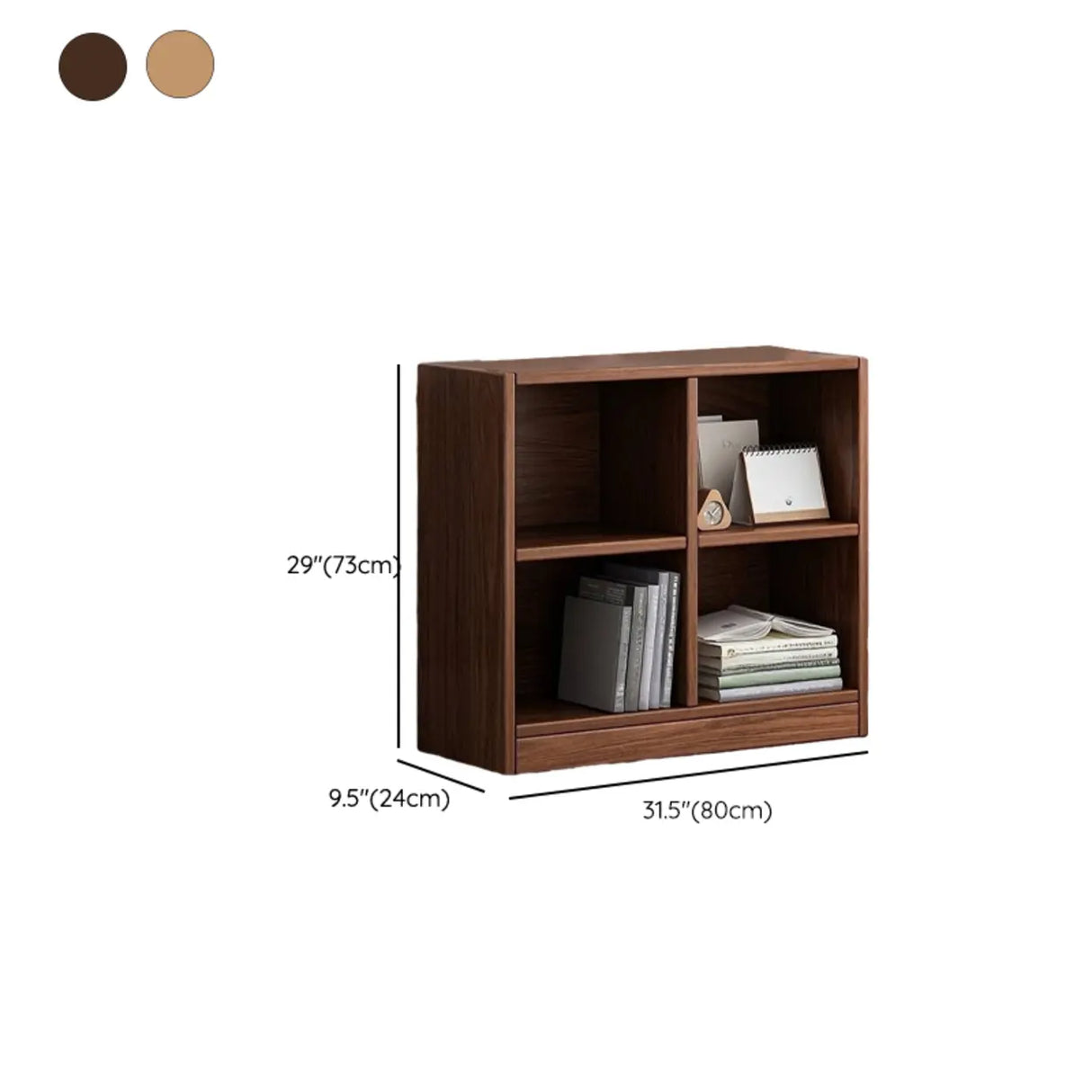 Simple Cube Solid Wood Brown Closed Short Bookcase Image - 27