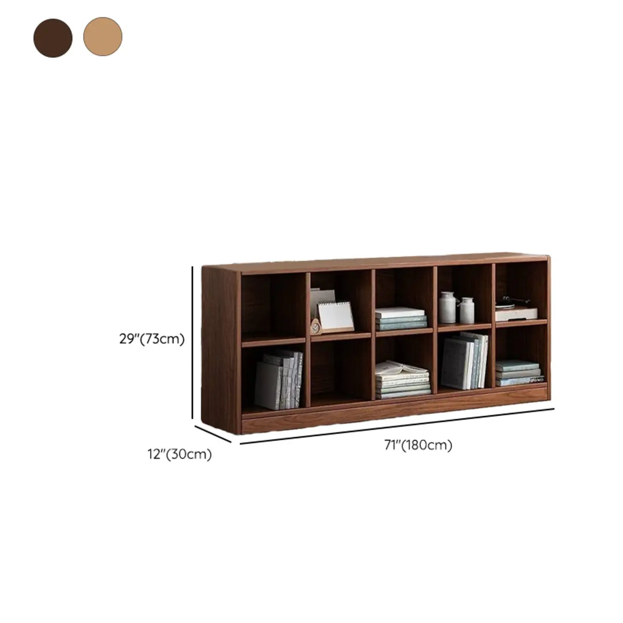 Simple Cube Solid Wood Brown Closed Short Bookcase Image - 35