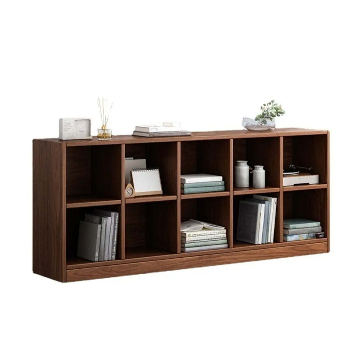 Simple Cube Solid Wood Brown Closed Short Bookcase Image - 9
