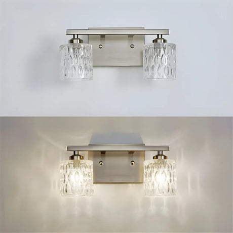 Simple Cylinder Glass Brushed Nickel Wall Vanity Light Image - 1