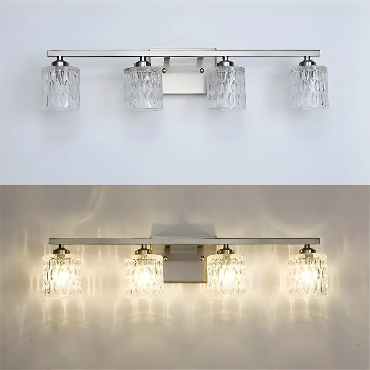 Simple Cylinder Glass Brushed Nickel Wall Vanity Light Image - 3