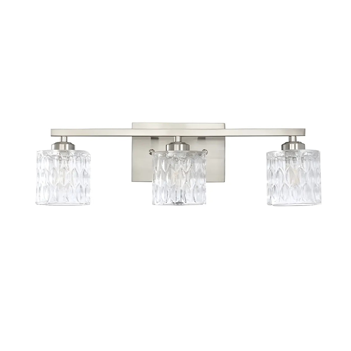 Simple Cylinder Glass Brushed Nickel Wall Vanity Light Image - 8