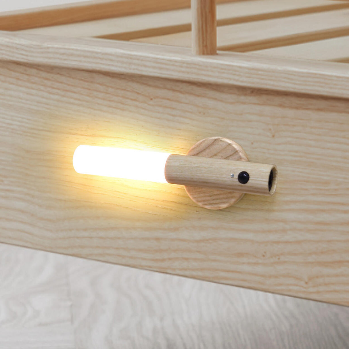 Simple Cylinder Wood and Acrylic LED Wall Sconce Image - 4