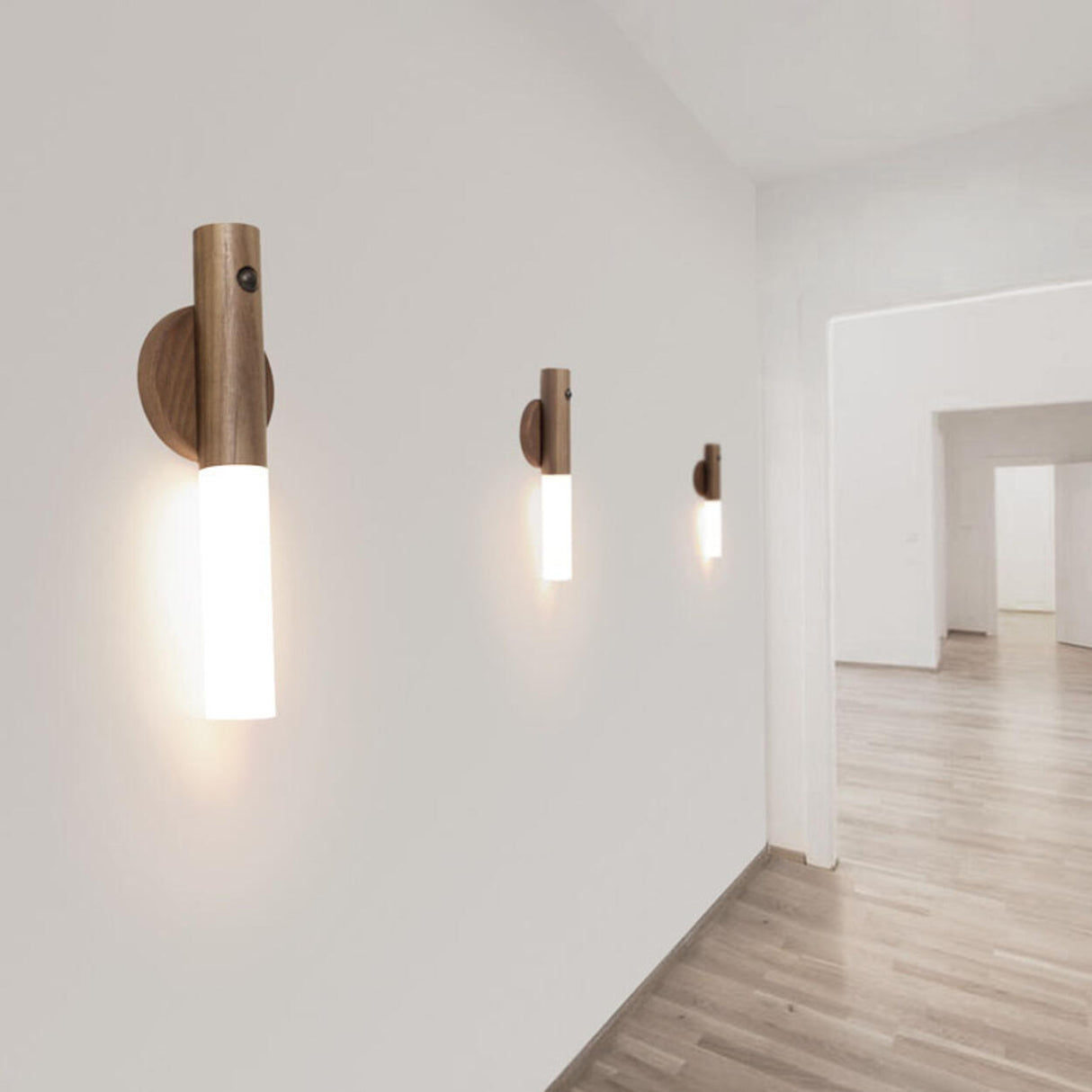 Simple Cylinder Wood and Acrylic LED Wall Sconce Image - 6