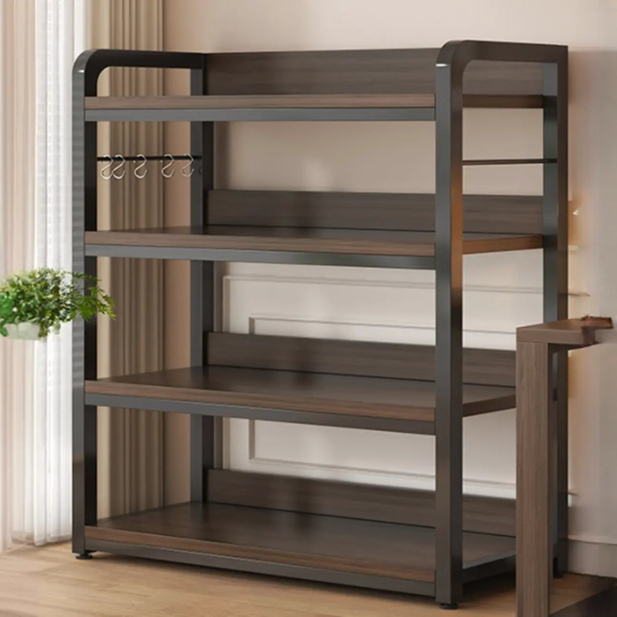 Simple Dark Finish Steel Open Back Vertical Bookshelf Image - 12