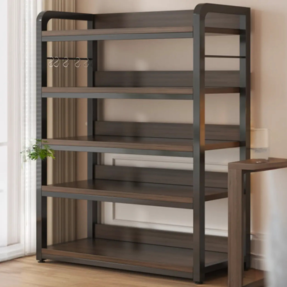 Simple Dark Finish Steel Open Back Vertical Bookshelf Image - 17
