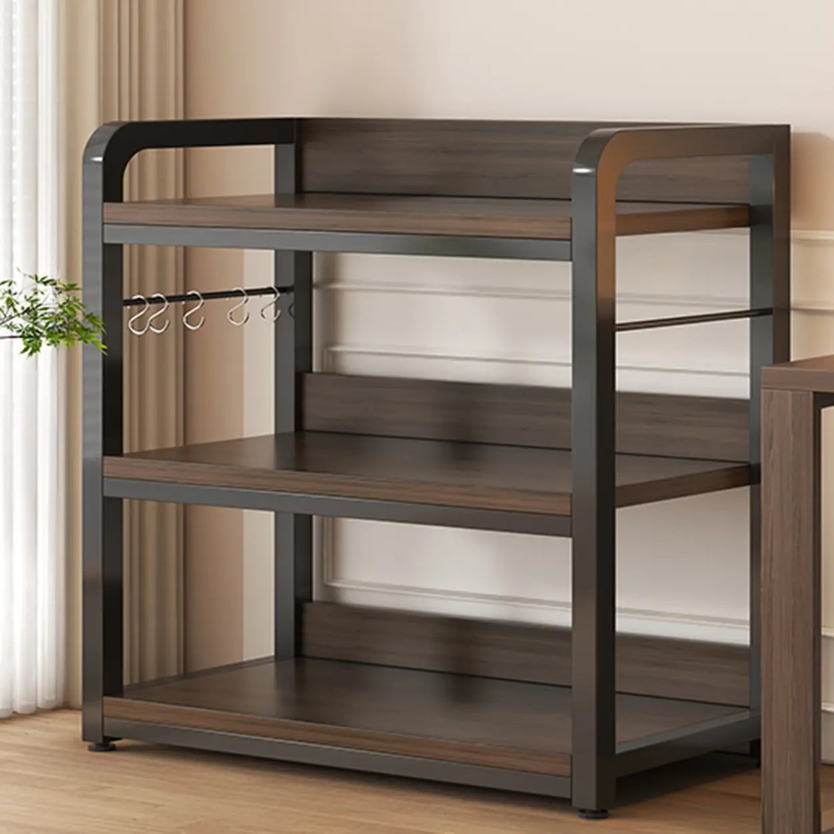 Simple Dark Finish Steel Open Back Vertical Bookshelf Image - 2