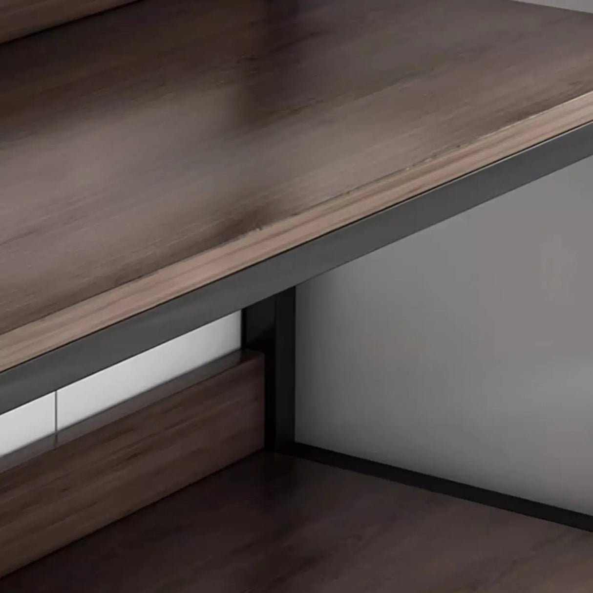 Simple Dark Finish Steel Open Back Vertical Bookshelf Image - 3