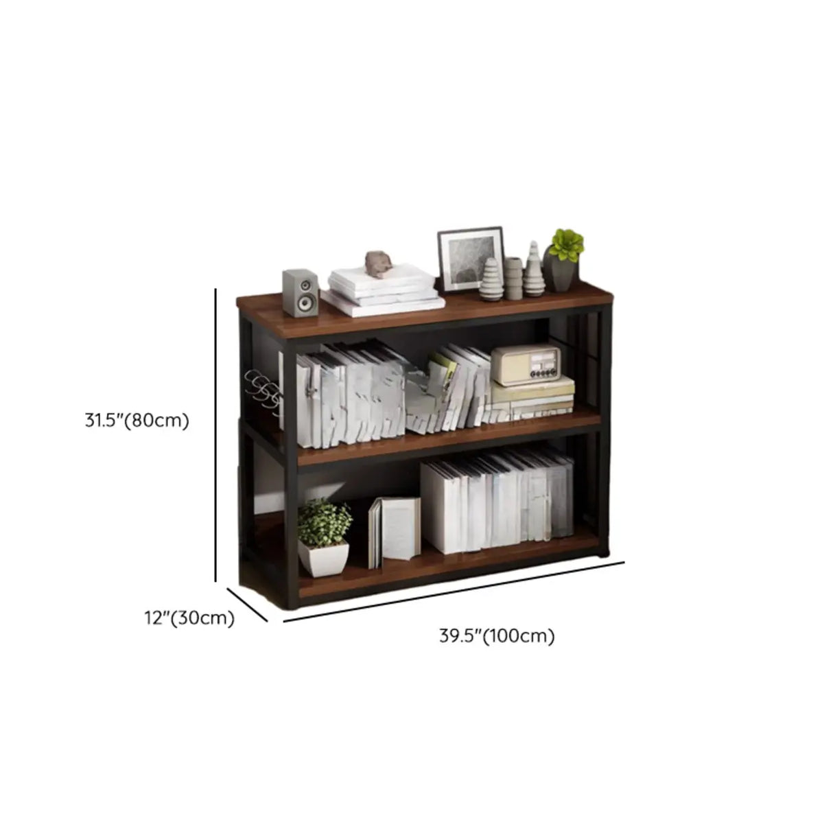Simple Dark Finish Steel Open Back Vertical Bookshelf Image - 33
