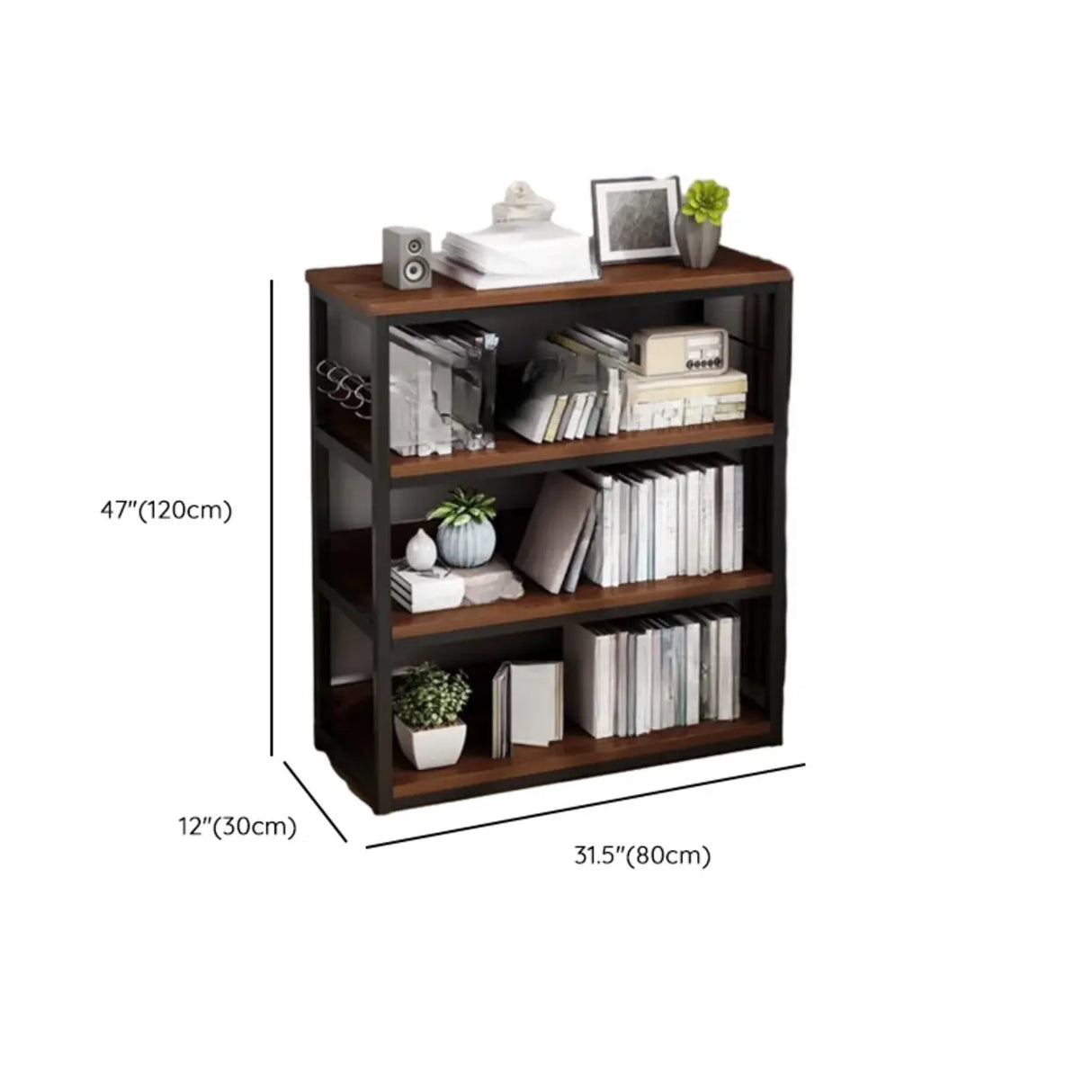 Simple Dark Finish Steel Open Back Vertical Bookshelf Image - 35