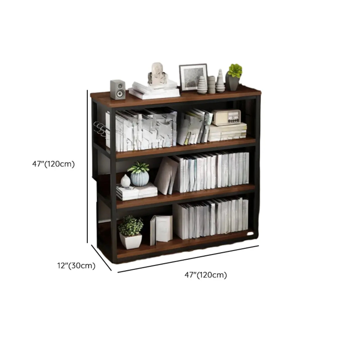 Simple Dark Finish Steel Open Back Vertical Bookshelf Image - 36