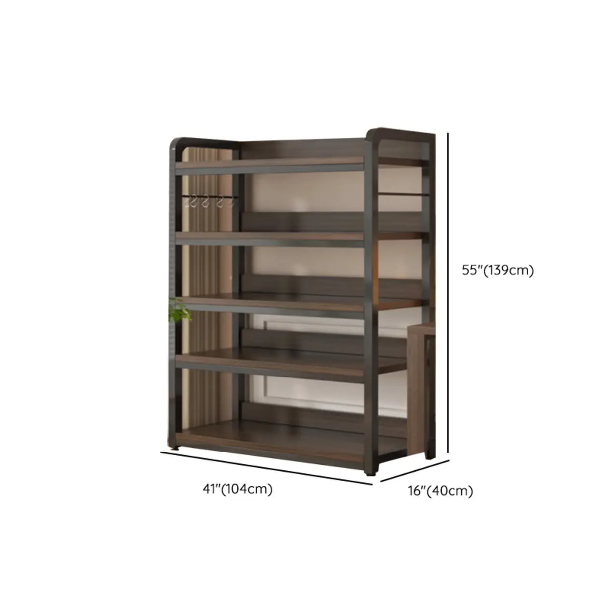 Simple Dark Finish Steel Open Back Vertical Bookshelf Image - 37